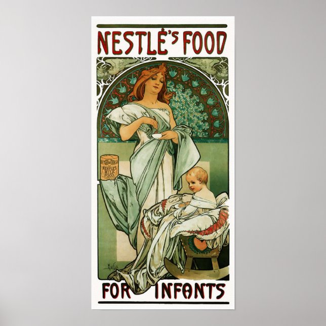 Pôster Comida de Alphonse Mucha Nestle para Criança Poste (Frente)