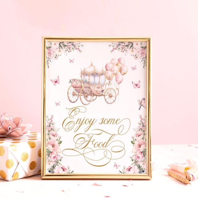 Poster Comida de Aniversário Floral da Princesa Carruagem (Criador carregado)