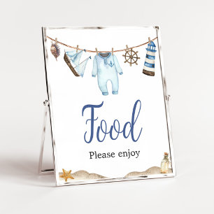 Poster Comida de Chá de fraldas Ahoy do Marinheiro Náutic
