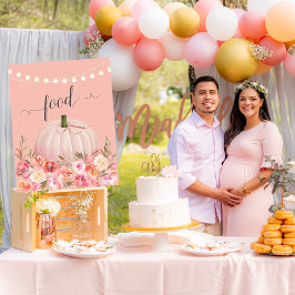 Poster Comida de Chá de fraldas de abóbora Dourada Elegan