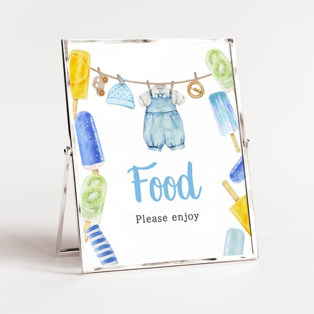 Poster Comida de Chá de fraldas de picolé (Popsicle Baby Shower Food Sign)