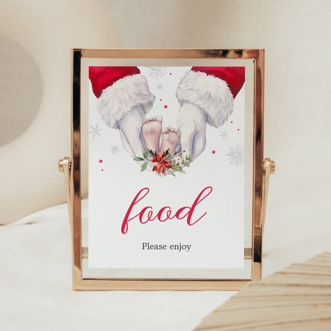 Poster Comida de Chá de fraldas de presente Natal (Santa Christmas Greatest Gift Baby Shower Food Sign)