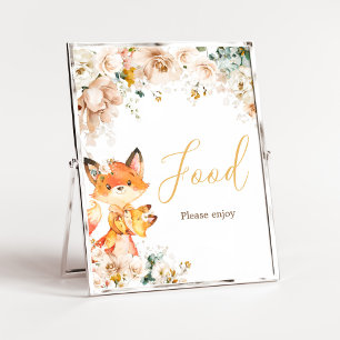Poster Comida de Chá de fraldas de Raposa Floral