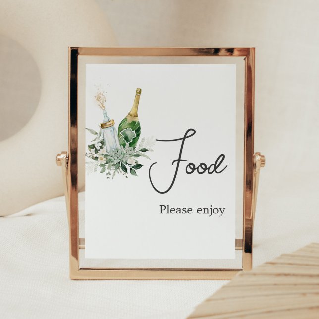 Poster Comida de Chá de fraldas dos frascos de preenchime (Poppin' Baby Bottles Baby Shower Food Sign )