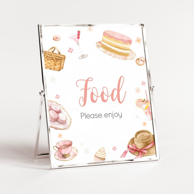 Poster Comida de Chá de fraldas Picnic Baby Brunch (Picnic Baby Brunch Baby Shower Food Sign)