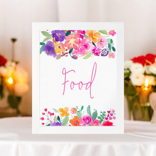 Poster Comida de chás de panela florais a cor rosa-branca
