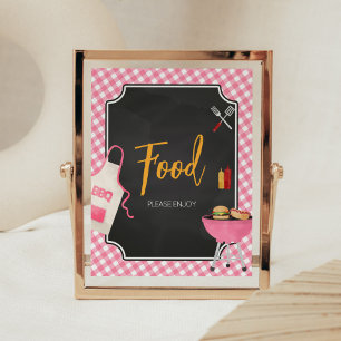 Poster Comida de CHURRASCO Gingham rosa