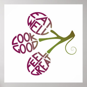 Pôster Comida de citação de design saudável para motivaçã