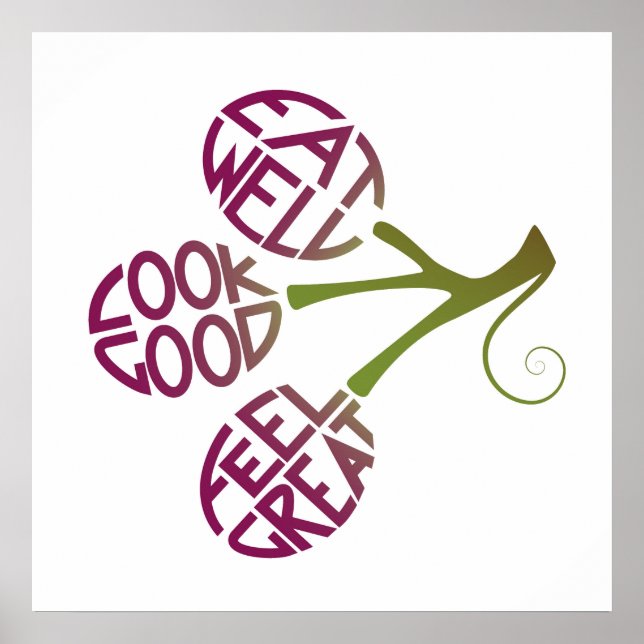 Pôster Comida de citação de design saudável para motivaçã (Frente)