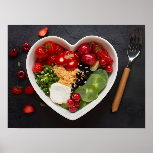 Poster Comida de dieta cardíaca para saúde (Frente)