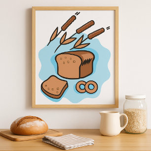Poster Comida de fazendeiro Rustic Whole Bread