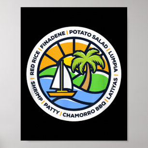Poster Comida de Guam - Finadene, Arroz Vermelho, Lumpia,