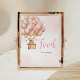 Poster Comida do balão de ar quente do urso rosa