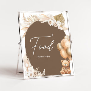 Poster Comida do Balão do Urso Brown Boho