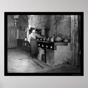 Pôster Comida do cozinhar em Jerusalem, Palestina 1888