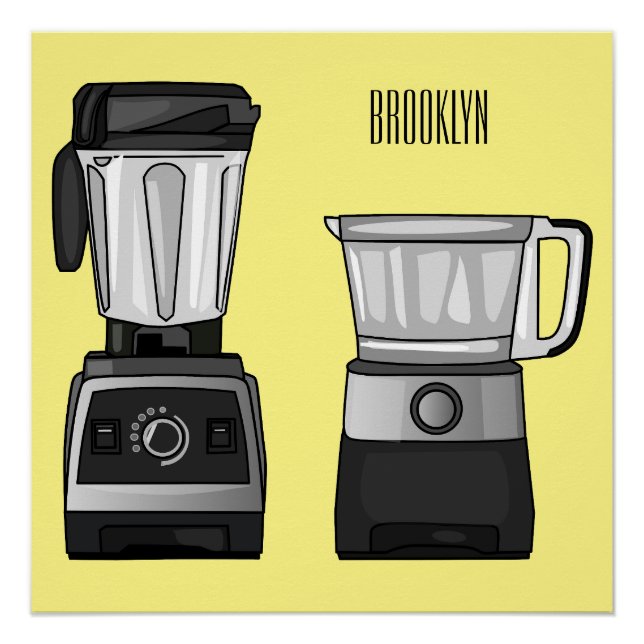 Pôster Comida e ilustração do desenho do blender (Frente)