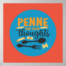 Comida Engraçada Pasta Pun Vintage Cor Tipografia 