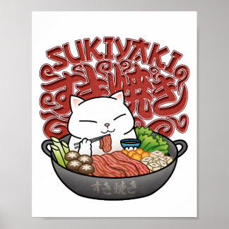 Poster Comida Japonesa Sukiyaki Cat