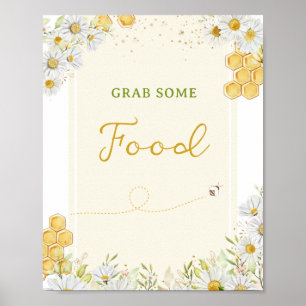 Poster Comida Mesa Bumblebee Party Baby Bridal Bee Chá