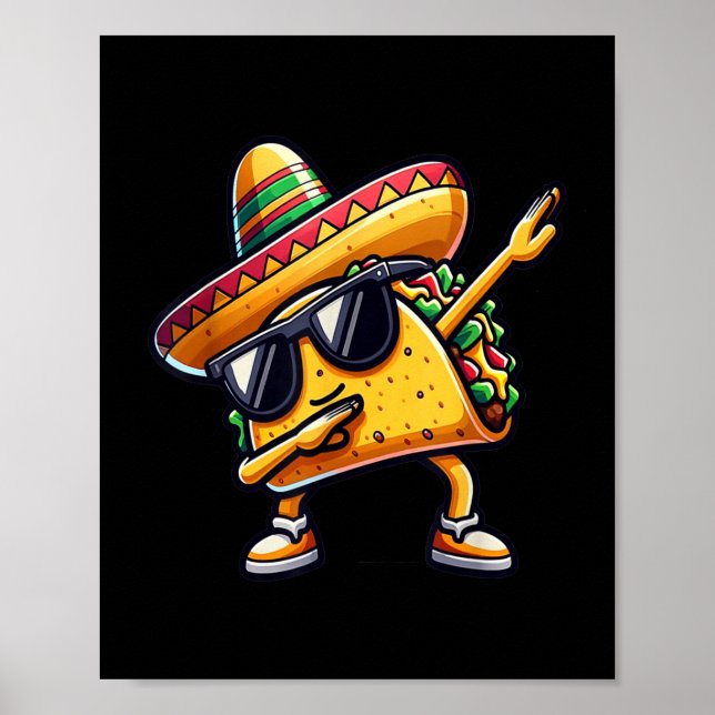 Poster Comida mexicana Dabbing Taco (Frente)
