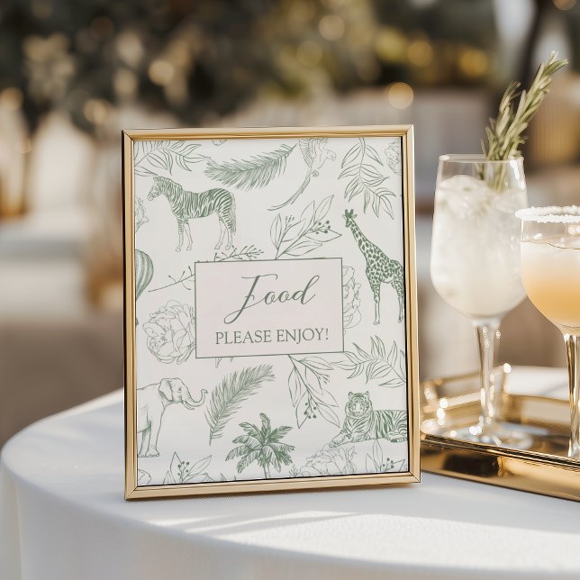 Poster Comida para Chá de Bebê de Animais da Selva Safari (Criador carregado)