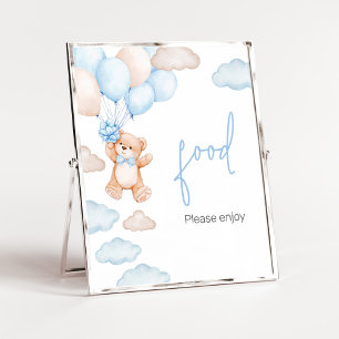 Poster Comida para Chá de Bebê do Urso Azul Balão
