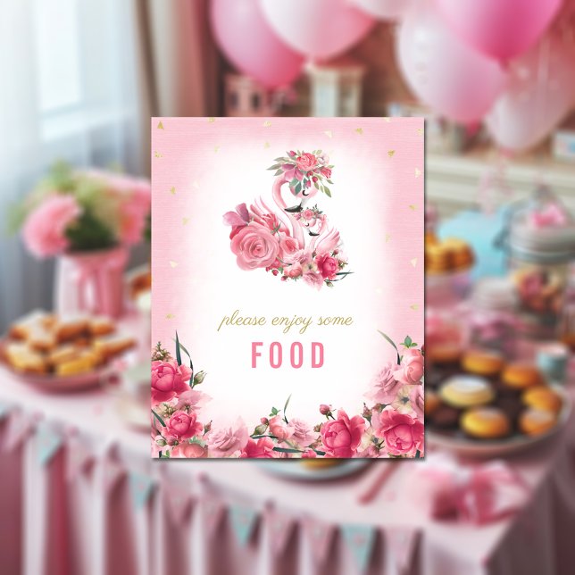 Poster Comida - Sinal de Chá de fraldas Rosa Flamingo Bal (Criador carregado)
