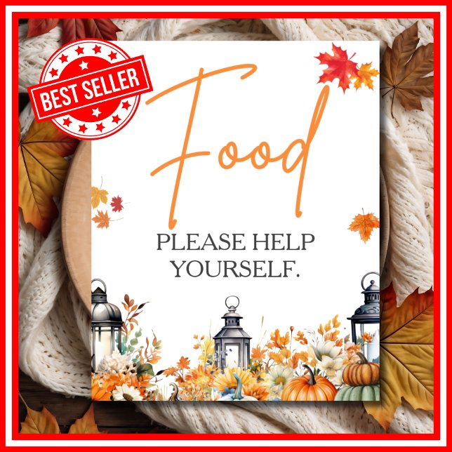 Poster COMIDA SINAL Um Pequeno Chá de fraldas De Abóbora (FOOD SIGN A Little Pumpkin is on the Way Fall Autumn Baby Shower Poster )