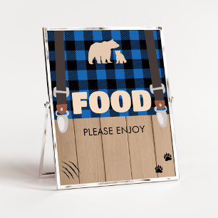 Poster Comida Xadrez Rústica Azul Lumberjack Chá de frald