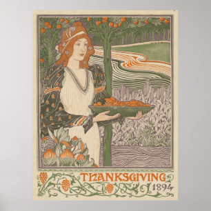 Poster Comidas e Banquetes de Ação de Graças da Vintag