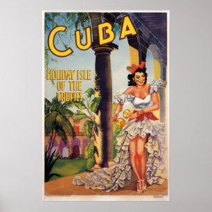 Poster Comissão de Turismo Vintage Cubana Viagem Trópicos