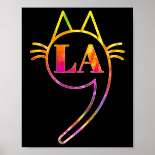 Poster Comma La Kamala Cat Tie Dye Retro Harris 2024 Wome