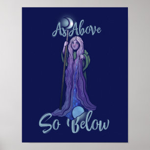 Poster Como Acima, Abaixo de Crone Moon Deusa Pagan Art