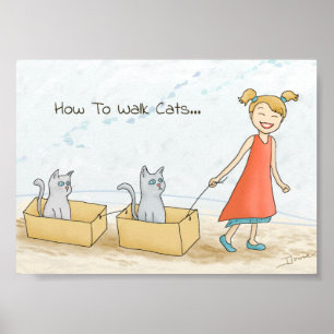 Poster Como Andar com um Gato de Forma Engraçada