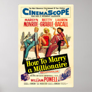 Poster Como Casar com um Milionário Retro Marilyn Monroe