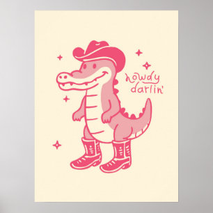 Poster Como está, Querido Crocodilo Rosa Arte Western