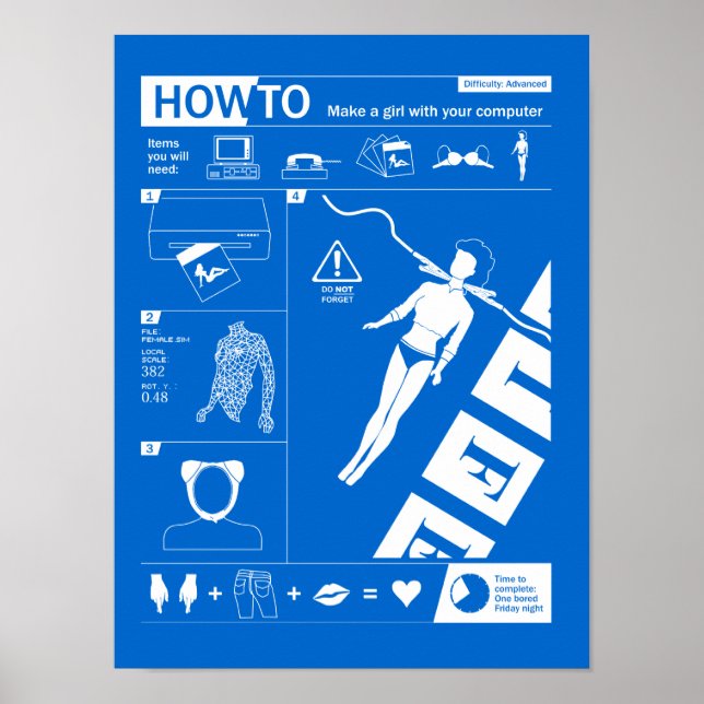 Poster Como fazer uma mulher com seu computador (Frente)