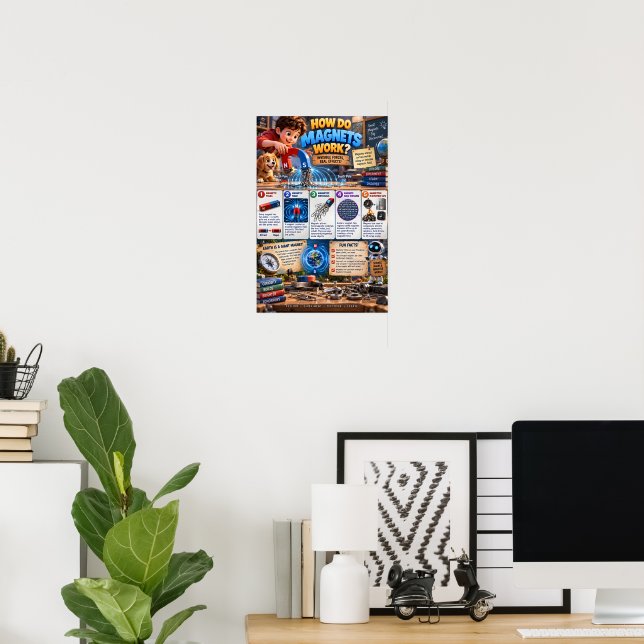 Poster Como Funcionam os Ímãs? (Escritório em casa)