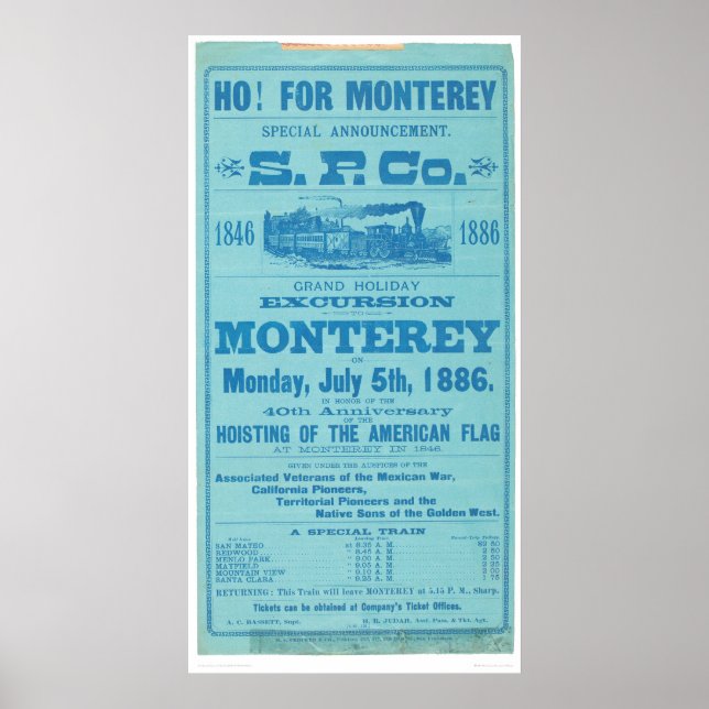 Pôster Como Monterey. Anúncio no Pacífico (1652A) (Frente)
