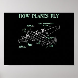 Poster Como os aviões voam Engraçado Piloto de Engenheiro