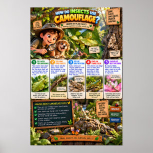 Poster Como os Insetos Usam Camuflagem Infográfico
