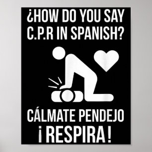 Poster Como se diz "C.p.r" em espanhol "Calma Y Respira"