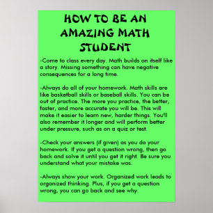 Pôster como ser um estudante de matemática incrível
