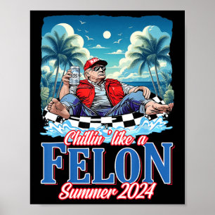 Poster Como Um Felon Funny Trump Summer 2024