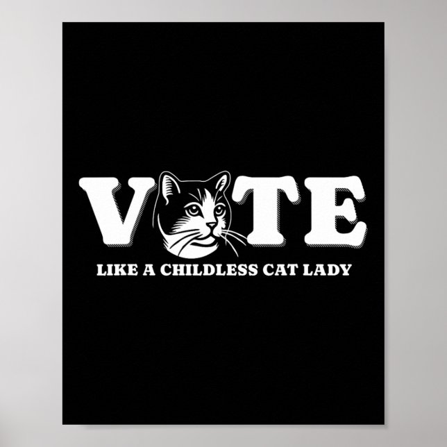 Poster Como Um Gato Sem Filhos Lady Funny Votando Kamala (Frente)