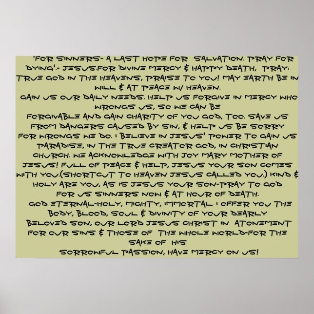 Pôster Compaixão divino de Jesus rezando poster! (Frente)