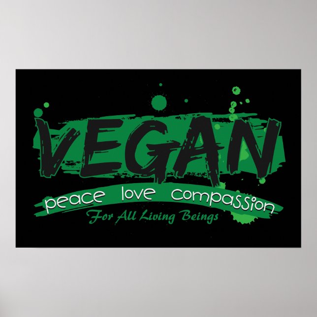 Pôster Compaixão pelo Amor pela Paz de Vegan (Frente)