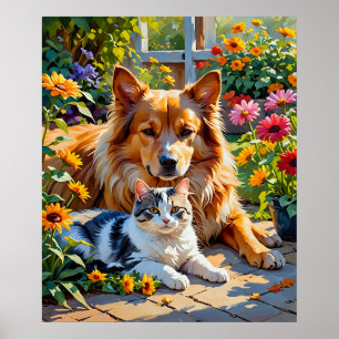 Poster Companheiros de Jardim Gato e Cão