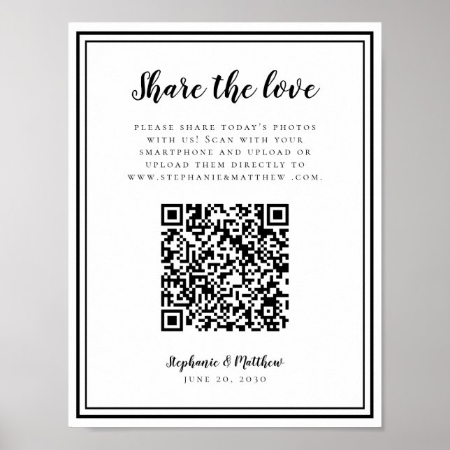 Poster Compartilhamento de Fotos de Casamento QR Scan O A (Frente)