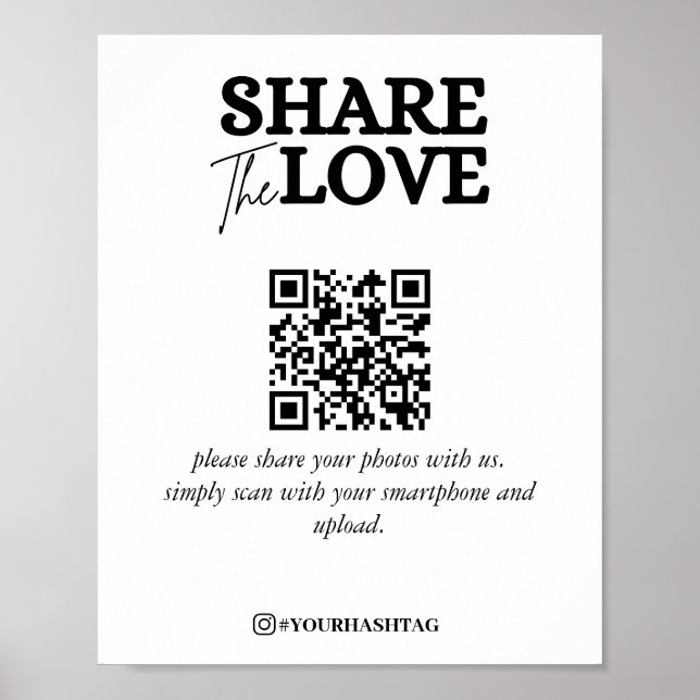 Poster Compartilhamento Moderno do Código QR de Amor Bran (Frente)